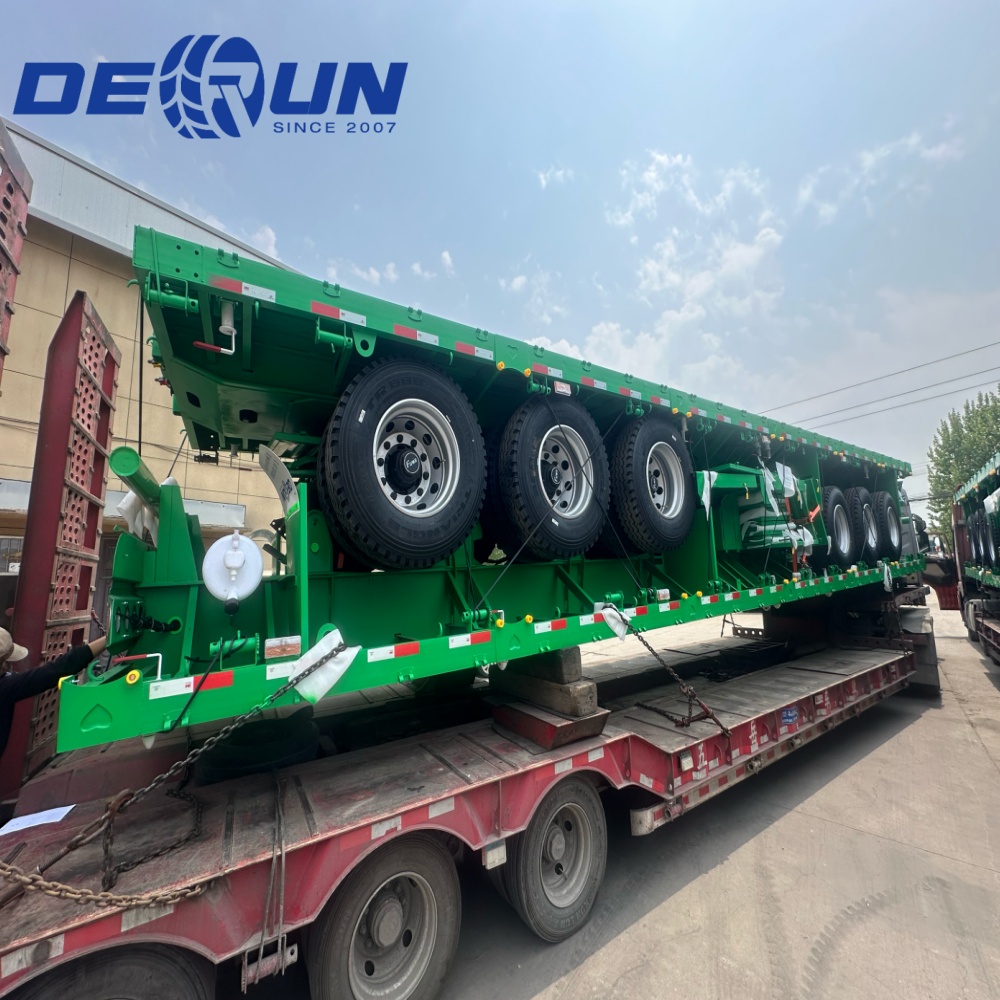 Derun 4 इकाइयां Tri-axle कार्गो ड्रॉपसाइड सेमी ट्रेलर अल्जीरिया भेजा गया है
