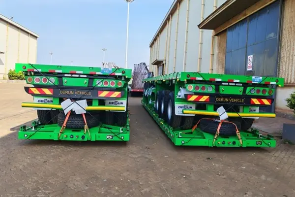 Derun 4 इकाइयां Tri-axle कार्गो ड्रॉपसाइड सेमी ट्रेलर अल्जीरिया भेजा गया है