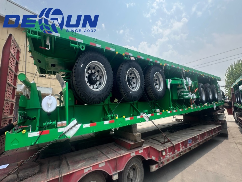 Derun 4 इकाइयां Tri-axle कार्गो ड्रॉपसाइड सेमी ट्रेलर अल्जीरिया भेजा गया है